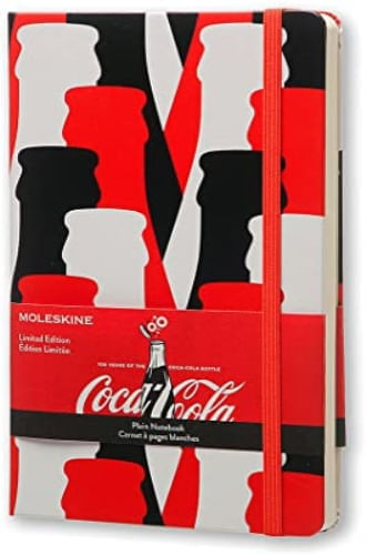 MOLESKINE COCA-COLA LIMITED EDITION NOTEBOOK, LARGE, PLAIN, SCARLET RED, HARD COVER