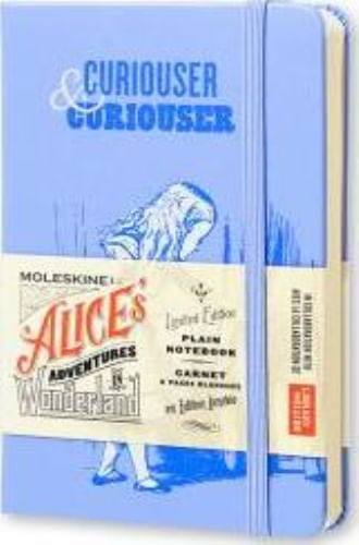 MOLESKINE ALICE'S ADVENTURES IN WONDERLAND LIMITED EDITION NOTEBOOK, POCKET, PLAIN, BLUE, HARD COVER