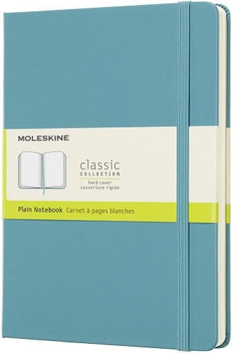 MOLESKINE CLASSIC NOTEBOOK, LARGE, PLAIN, BLUE REEF, HARD CO