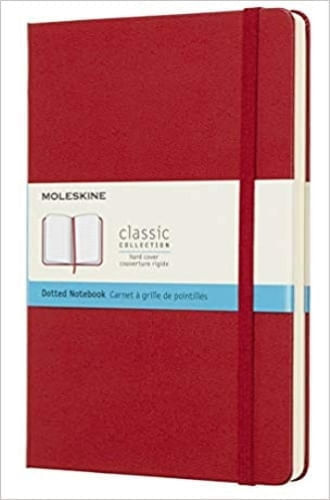 MOLESKINE CLASSIC NOTEBOOK, LARGE, DOTTED, RED SCARLET, HARD