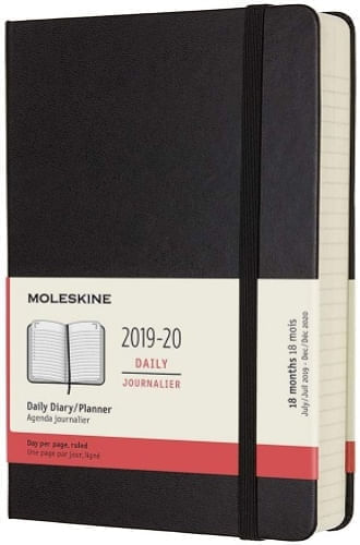 MOLESKINE 2019-20 DAILY PLANNER, 18M, LARGE, BLACK, HARD COV