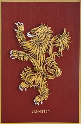 HOUSE LANNISTER SIGIL QUILLED CARD