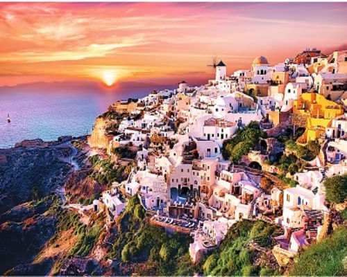 ROMPECABEZAS 1000 PUESTA DE SOL SOBRE SANTORINI
