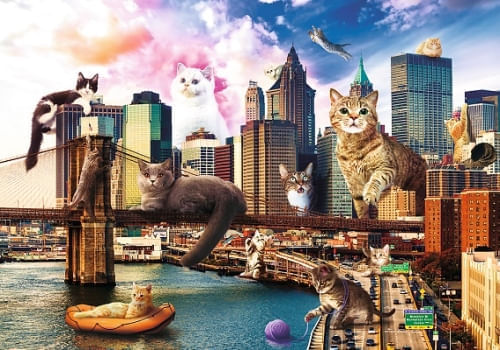 ROMPECABEZAS CIUDADES DIVERTIDAS   1000 PIEZAS GATOS EN NEW YORK