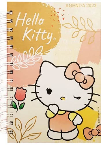 AGENDA 2023 TAMAÑO A5 FLORAL ART LINE HELLO KITTY