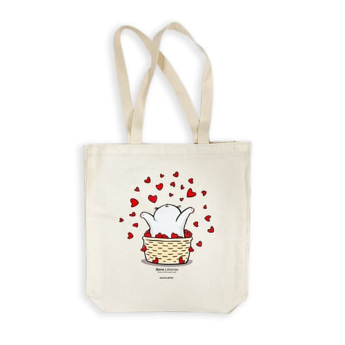 BOLSA DE LONA - GATO CON CORAZONES