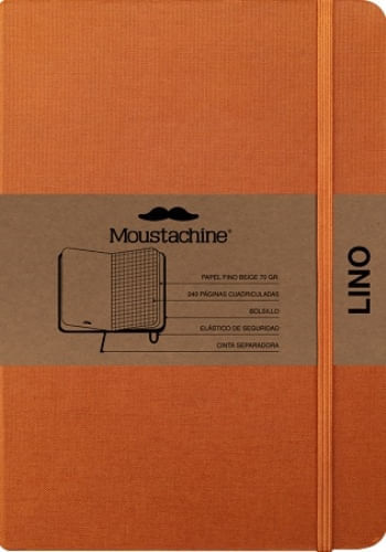 MOUSTACHINE CLASSIC LINEN HARDCOVER OCHRE SQUARED LARGE