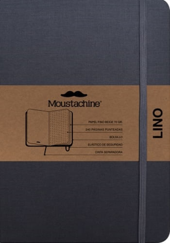 MOUSTACHINE CLASSIC LINEN HARDCOVER GREY DOTTED LARGE