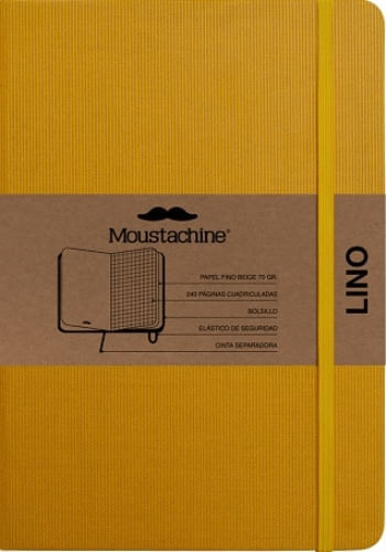 MOUSTACHINE CLASSIC LINEN HARDCOVER SUNFLOWER YELLOW SQUARED MEDIUM