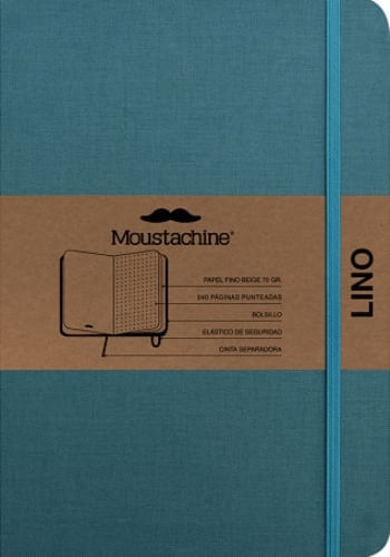MOUSTACHINE CLASSIC LINEN HARDCOVER OCEAN WATER BLUE DOTTED MEDIUM