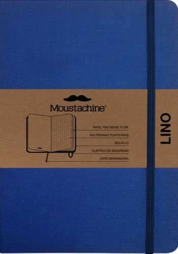 MOUSTACHINE CLASSIC LINEN HARDCOVER INDIGO BLUE DOTTED MEDIUM