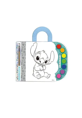 LIBRO ACUARELA STITCH + PINCEL + 7 ACUARELAS